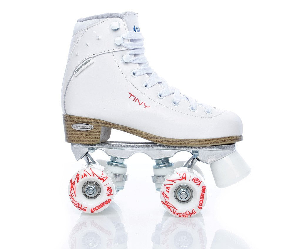 Patine Quad Copii Tempish TINY PLUS Piele Naturală Alb Cristale 54mm ABEC 7