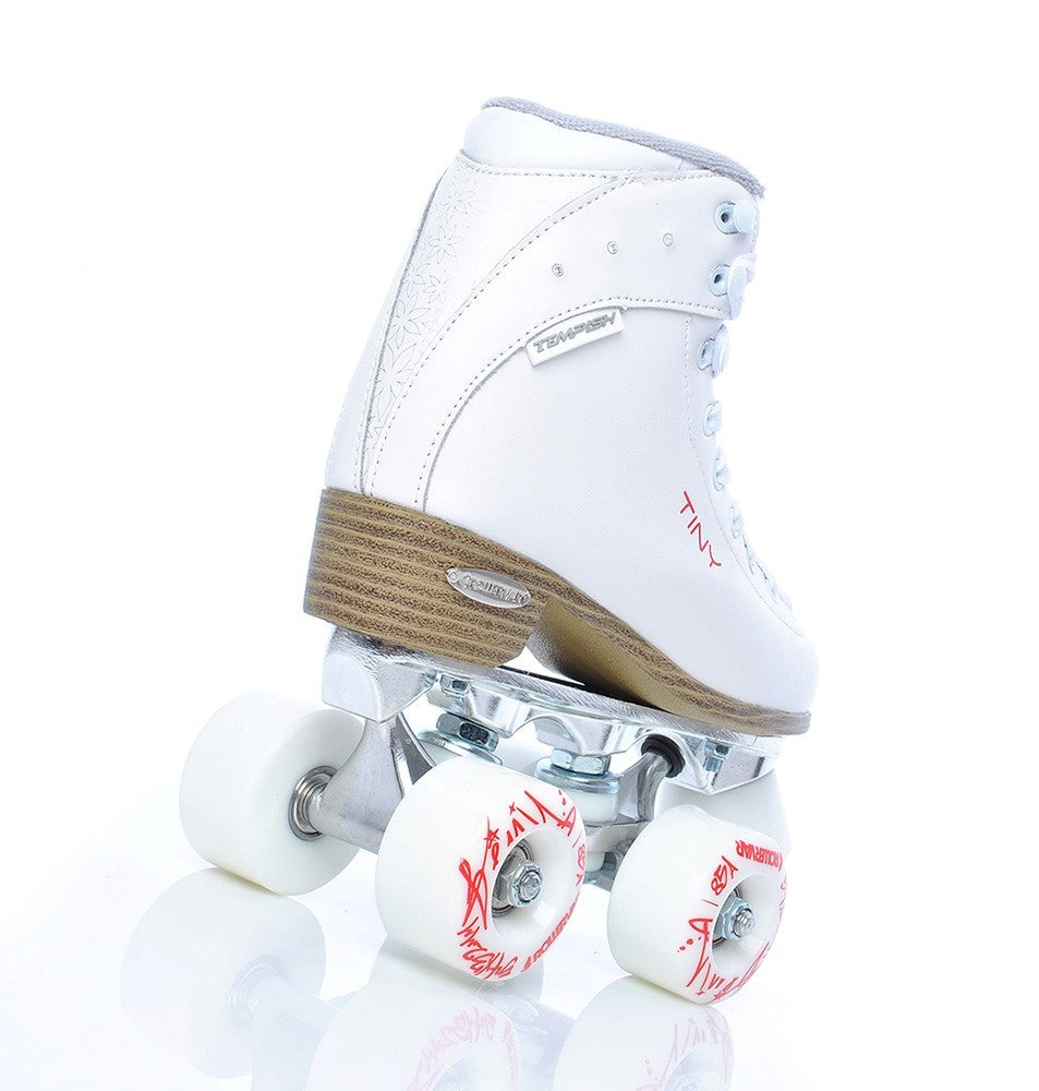 Patine Quad Copii Tempish TINY PLUS Piele Naturală Alb Cristale 54mm ABEC 7
