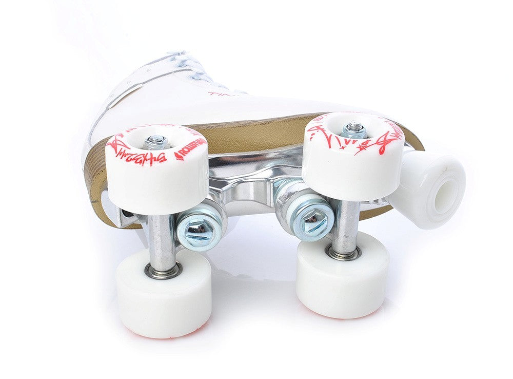 Patine Quad Copii Tempish TINY PLUS Piele Naturală Alb Cristale 54mm ABEC 7