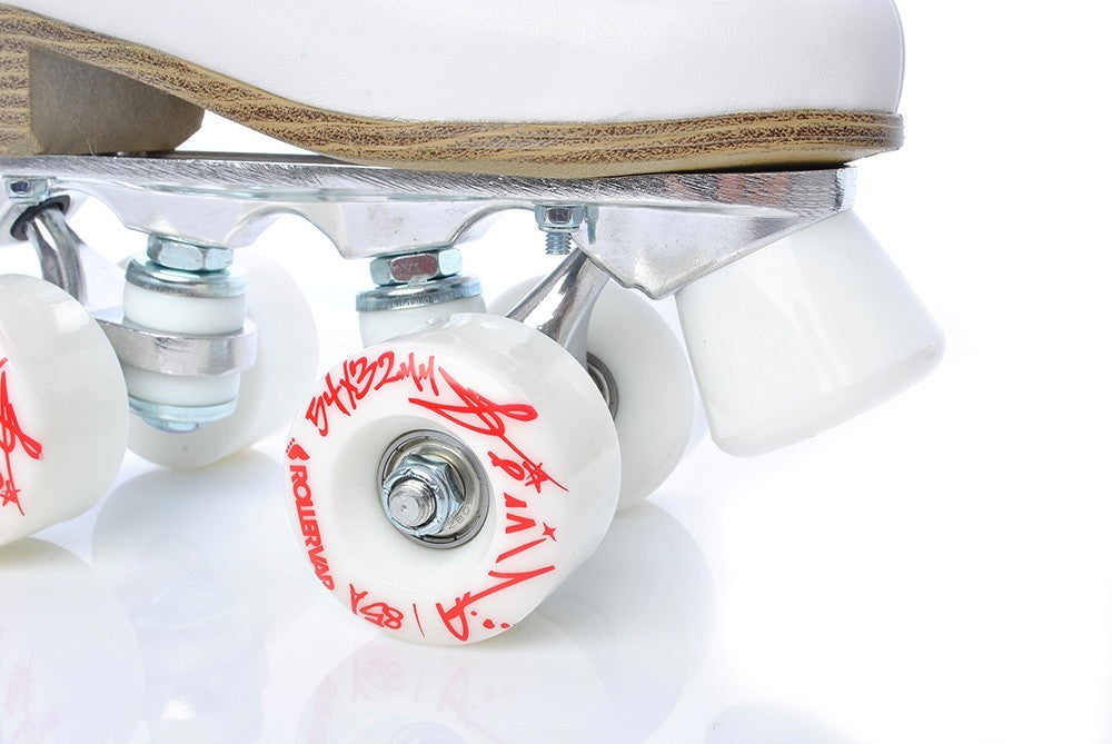 Patine Quad Copii Tempish TINY PLUS Piele Naturală Alb Cristale 54mm ABEC 7