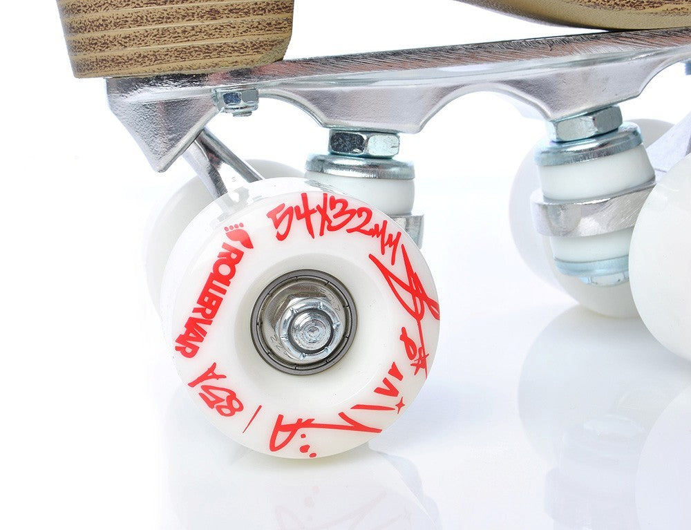 Patine Quad Copii Tempish TINY PLUS Piele Naturală Alb Cristale 54mm ABEC 7
