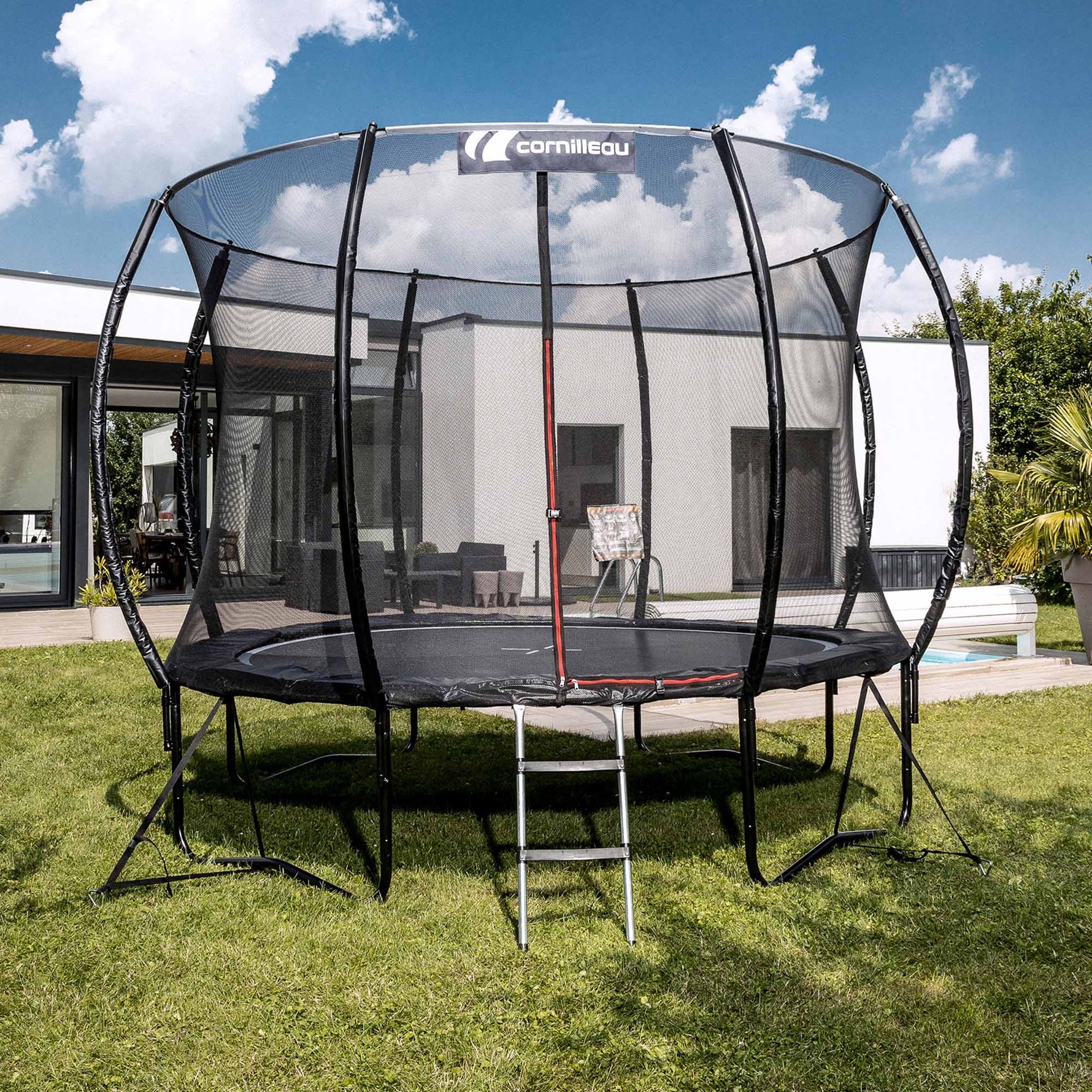 Trambulină Cornilleau Springcare 12FT (366cm) - Fără Arcuri, Scară Inclusă, Certificare TÜV