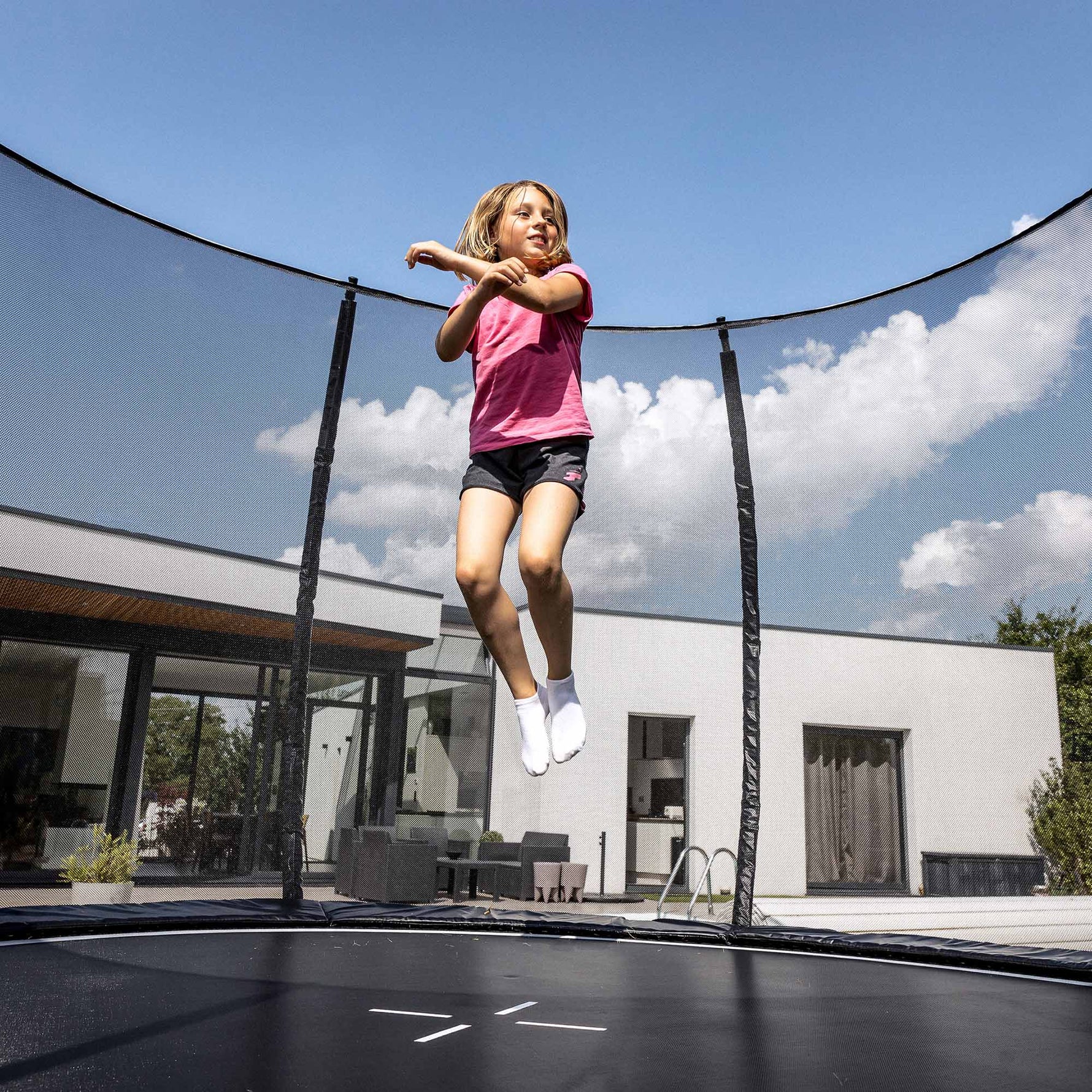Trambulină Cornilleau Springcare 12FT (366cm) - Fără Arcuri, Scară Inclusă, Certificare TÜV