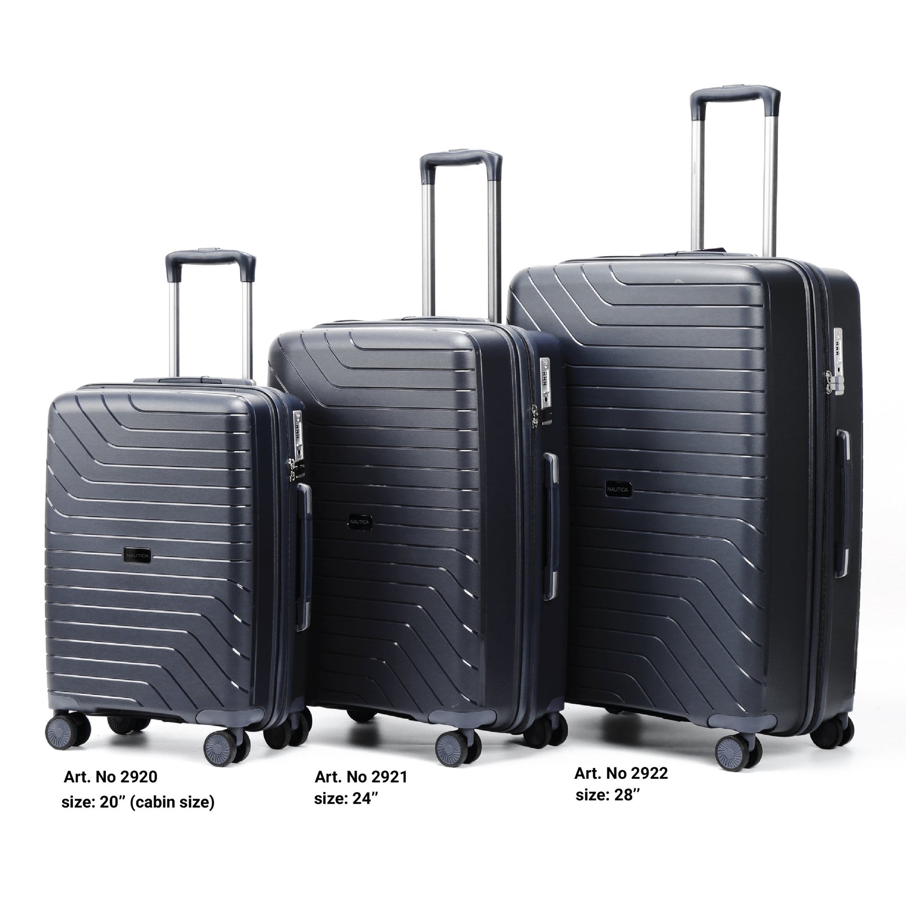 Troler Cabină NAUTICA Polipropilenă 20'' 55cm Gri/Negru/Bleumarin