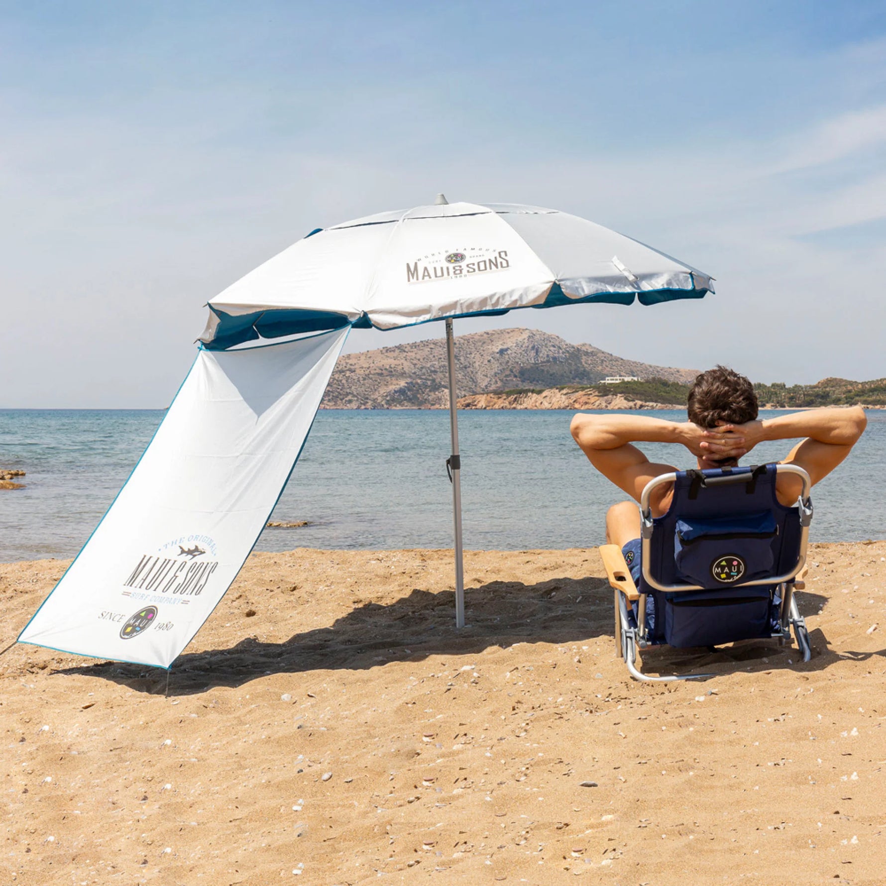 Umbrela Plaja Maui&Sons 190 cm UPF50+ cu Protectie Laterala Suplimentara