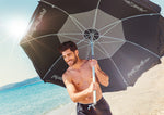 Umbrelă Plajă Maui & Sons UltraLight 190cm – Protecție UPF+50, Gri/Negru