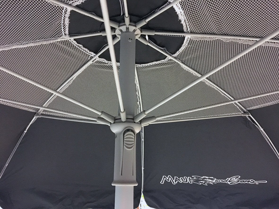 Umbrelă Plajă Maui & Sons UltraLight 190cm – Protecție UPF+50, Gri/Negru