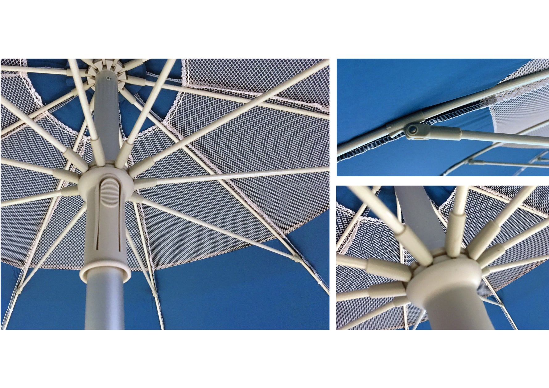 Umbrela plaja Maui&Sons 190 cm, UltraLight, rabatabila, protectie UPF50+, husa transport, Albastru
