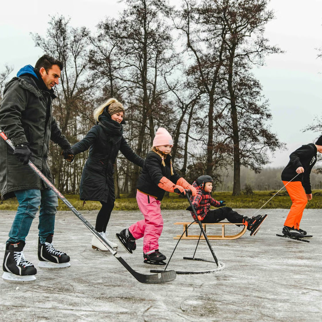Patine hochei NIJDAM Deluxe Artic Rush Negre, lame oțel inoxidabil
