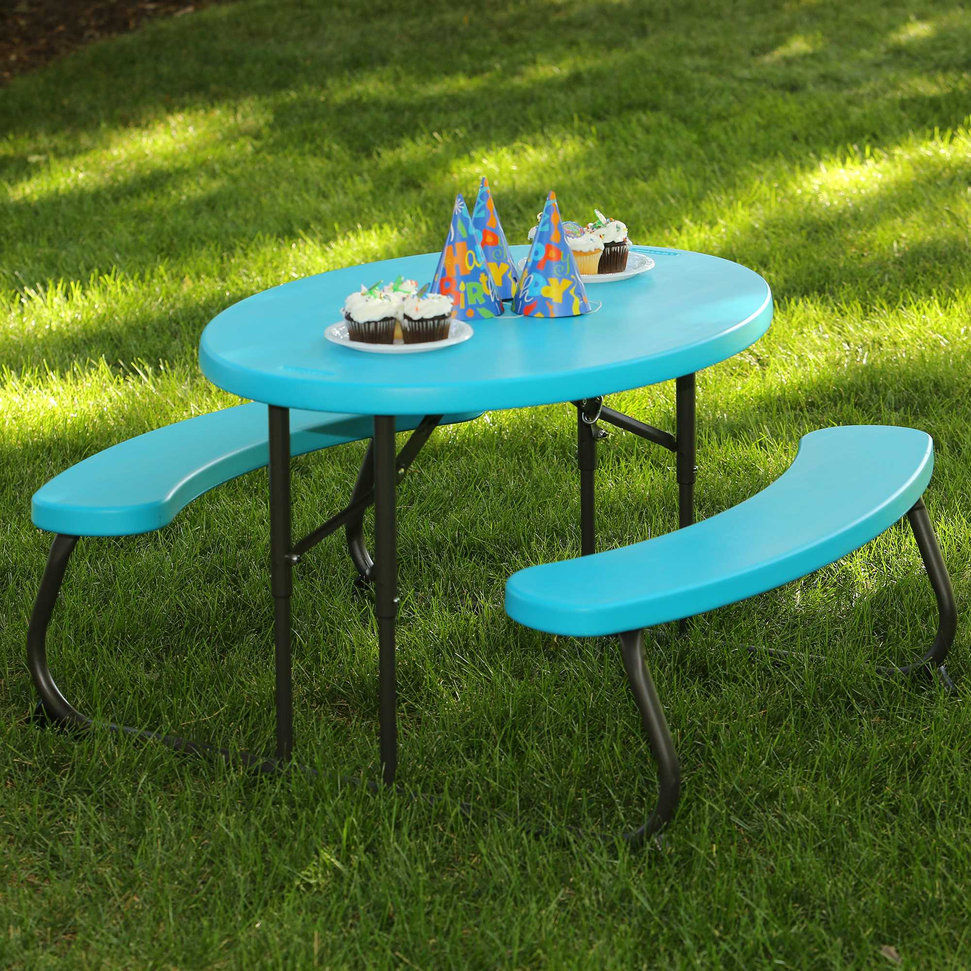 Masa de picnic ovala pentru copii Lifetime, albastru