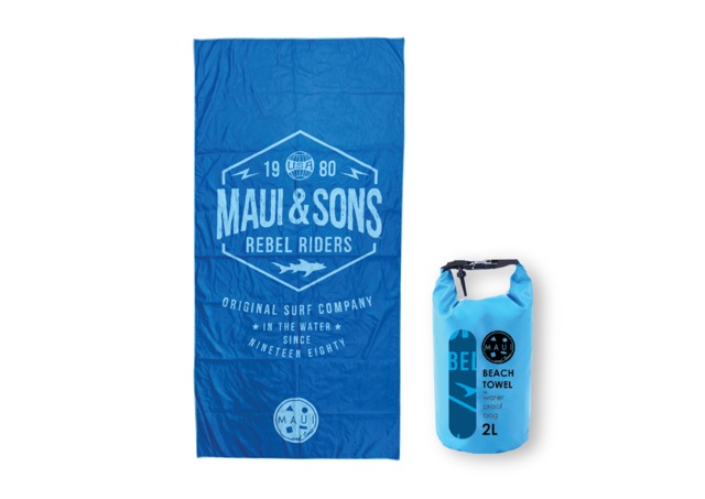 Prosop plaja microfibra Maui & Sons Rebel Riders, cu geanta transport waterproof